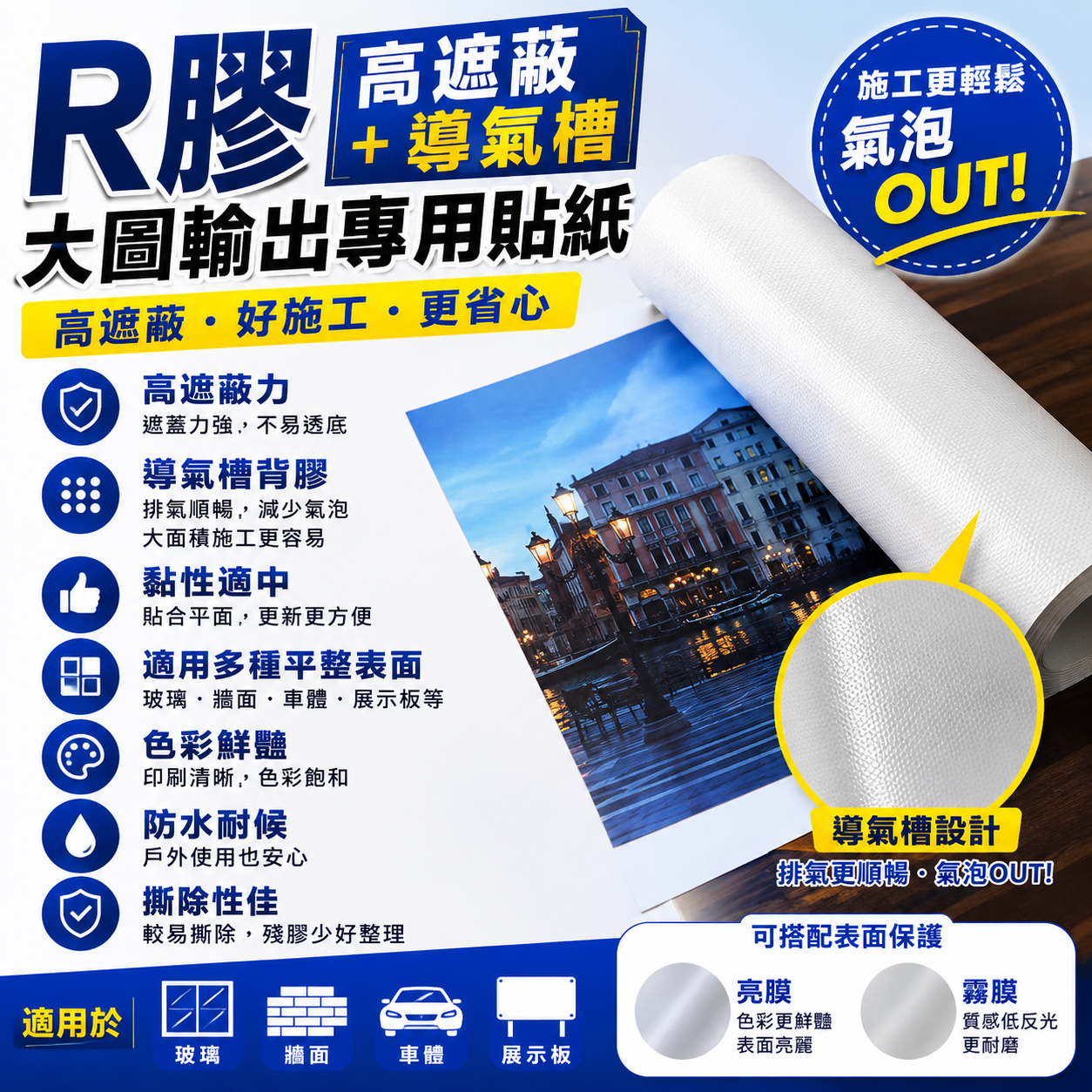 R膠(高遮蔽+導氣槽)