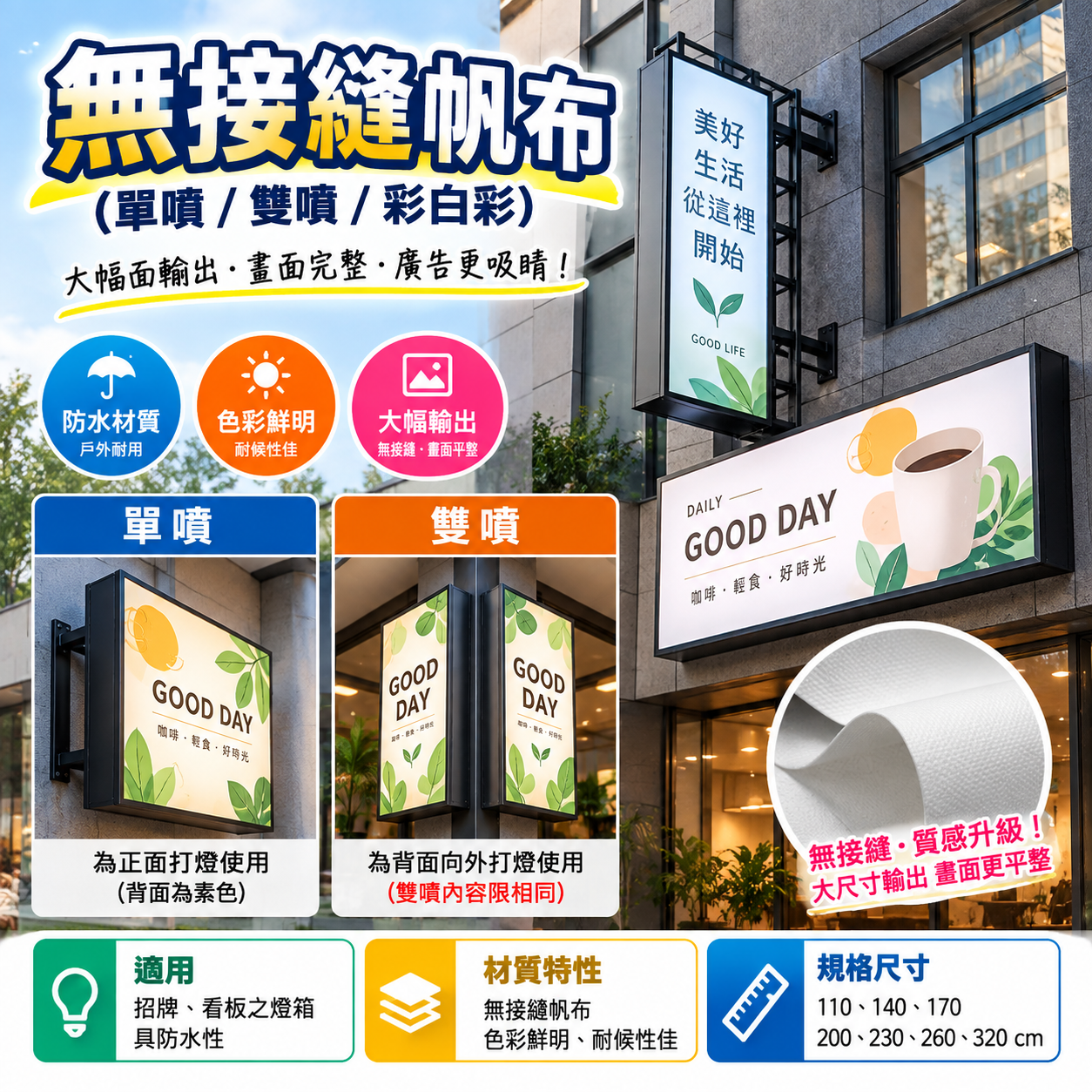 無接縫帆布(單噴/雙噴/彩白彩)